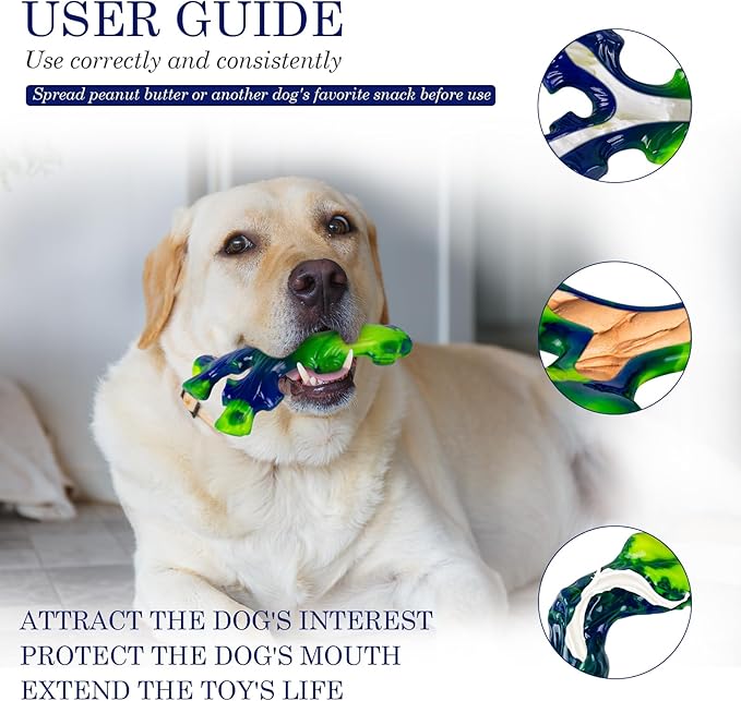 3-Pack Indestructible Nylon Dog Chew Toys for Aggressive Chewers - Long-Lasting Durable Bone-Shaped Toys, Large Breed Dogs, Tough Puppy Teeth Enrichment-Mewly Pet