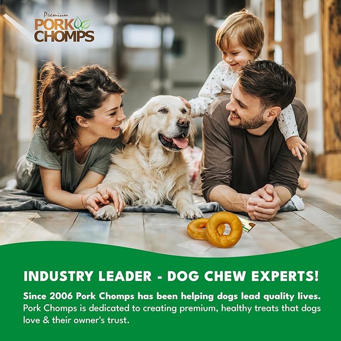 Pork Chomps Roasted Pork Skin Dog Chews, 3-inch Donuts, 2 Count (Pack of 2)-Mewly Pet
