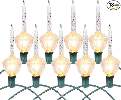 Brightown Bubble String Lights, 2 Pcak 9 Counts Traditional Clear Bubble Bulbs with Silver Glitter, Christmas Bubble Lights for Tree Holiday Christmas Celebrations Lighting, Green Wire