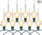 Brightown Bubble String Lights, 2 Pcak 9 Counts Traditional Clear Bubble Bulbs with Silver Glitter, Christmas Bubble Lights for Tree Holiday Christmas Celebrations Lighting, Green Wire
