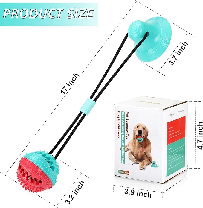 Interactive Dog Toys Tug of War, Mentally Stimulating Toys for Dogs, Puppy Teething Toys for Boredom to Keep Them Busy, Dog Puzzle Treat Food Dispensing Ball Toy for Small Medium Dog on Smooth Floor-Mewly Pet