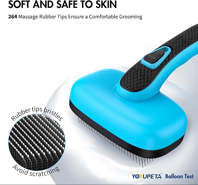 3 PCS Dog Grooming Brush Kit – Self Cleaning Slicker Brush for Shedding Short & Long Haired Dogs & Cats. Removes Loose Fur, Undercoat, Mats, Tangles for Small, Medium & Large Pets. Blue-Mewly Pet