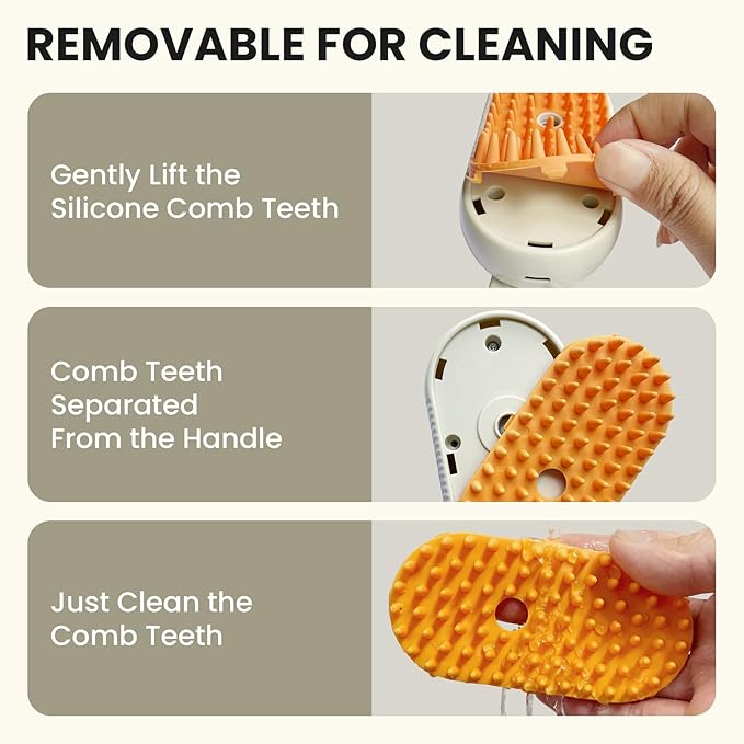 Cat Steam Brush for Shedding, Pet Steam Brush for Cats and Dog, 4 in 1 Rechargeable Cat Hair Brush, Spray Anti-Static, Massage, Cleaning, Shedding & Combing All In One, for Long & Short Haired Pets!-Mewly Pet