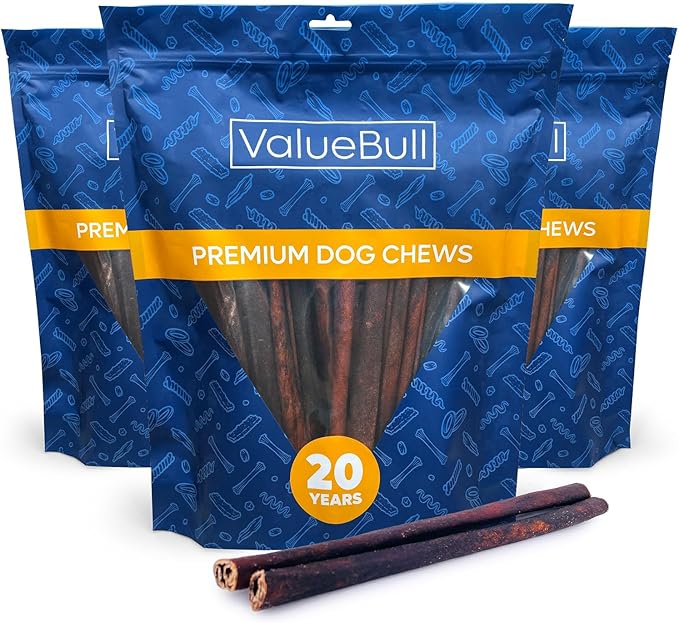 ValueBull Collagen Sticks for Dogs, 12 Inch Medium Chews, Natural Long-Lasting Dog Treats, 75 Count - Supports Joints, Skin & Coat with Chondroitin & Glucosamine-Mewly Pet