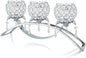 Set of 3 Gold Crystal Tea Light Candlestick Holders Flower Shape with Crystal Pendant Bowl Votive Metal Candle Holder for Table Centerpieces Wedding Home Decor (Silver, 3 arm)
