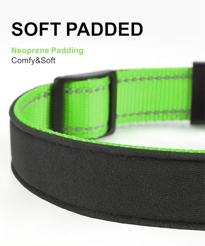 TagME Airtag Dog Collar,Waterproof Reflective Pet Collar with Airtag Holder,Soft Padded and Double D-Rings for Large Dogs,Green-Mewly Pet