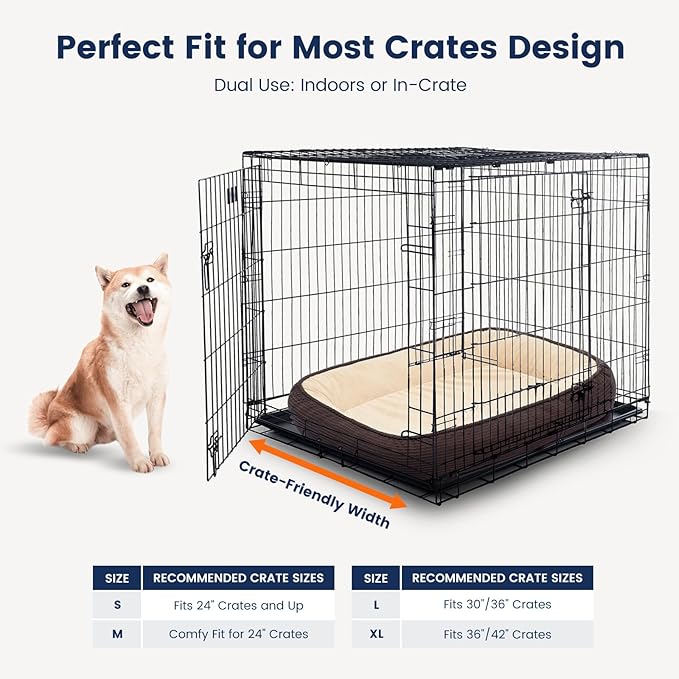 Orthopedic Dog Bed for Large Size Dog Washable Cover, Egg Crate Foam Cat Bed for Senior Cat,Oval Kennel Bed, Pet Couch Bed with Four Sided Bolster, Removable Washable Cover Non-Slip Bottom, Brown-Mewly Pet