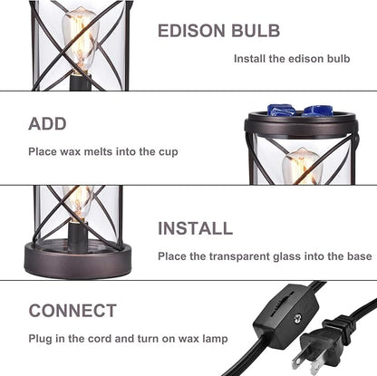 Wax Melt Warmer,Edison Light Bulb Candle Wax Burner,Electric Wax Warmer,Wax Warmer for Scented Wax,Candle Wax Warmer for Home Office Gifts & Decor