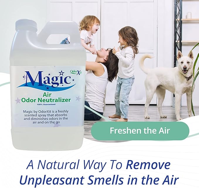 Magic Air Odor Neutralizer Spray, Powerful Dog & Cat Urine Odor Neutralizer, Safe Air Refresher for Home, Safe Odor Absorber for Pet, Closet & Any Strong Odor Remover, 64oz-Mewly Pet