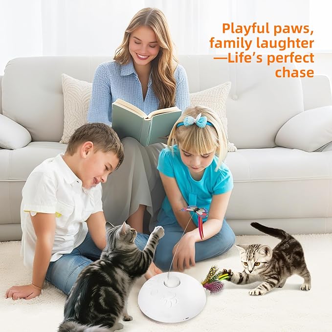 Cat Toy 3in1 Automatic Interactive Wand Toy for Indoor Cats,Moving Butterfly&Glowing Feathers Speedy Tail,Rechargeable Cat Enrichment Toys for Kittens-Mewly Pet