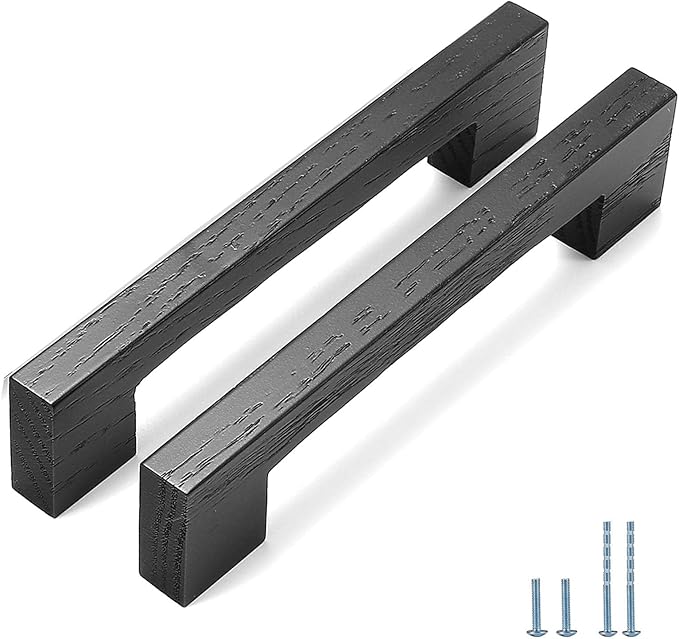 Black Square 7-1/2in 2 pcs Wooden Drawer Pulls Handle pulls for cabinets Kitchen Cabinet Drawer pulls Cabinet Door Pull