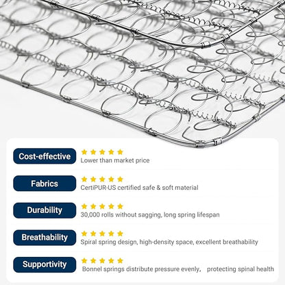 Avenco 6 Inch Twin Mattress, Foam and Spring Hybrid Mattresses in a Box, Medium Soft, Breathable Fabric & Adaptive Support, CertiPUR-US Certified, Twin Size Mattress in Guest and Kids Bedroom