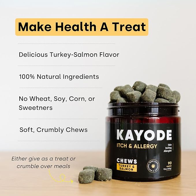 Kayode Itch & Allergy - Natural Dog Allergy Chews with Advanced Itch Relief. Premium Colostrum & Bee Pollen for Dog Allergies. Natural Alternative to Allergy Medicine-Mewly Pet