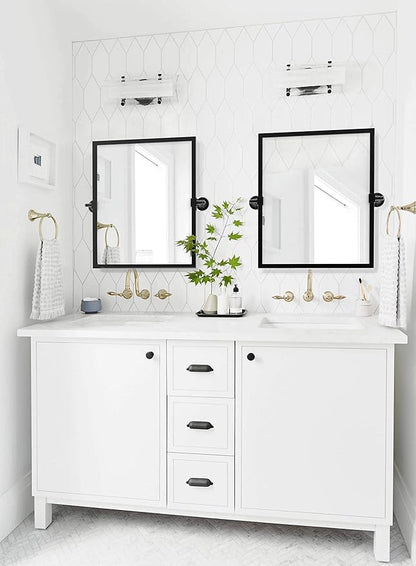 TEHOME 28.5 x 36'' Black Metal Framed Pivot Rectangle Bathroom Mirror Tilting Beveled Vanity Mirrors for Wall…