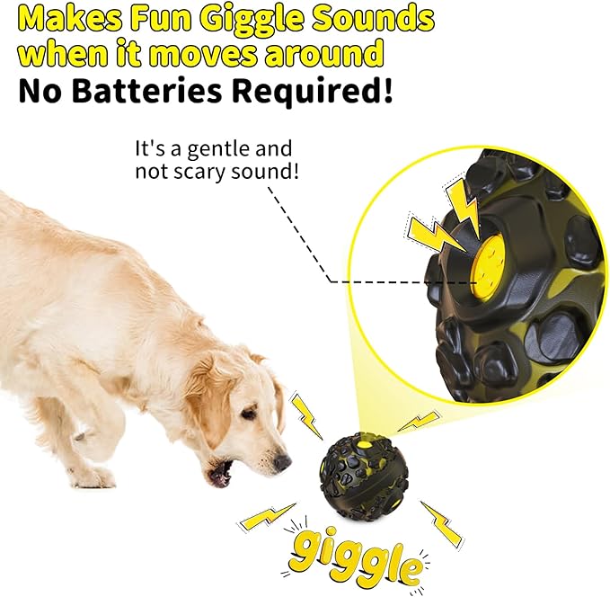 Dog Ball for Aggressive Chewers - Interactive Dog Toy Balls Fun Squeaky Sound to Keep Them Busy, Durable for Small Medium Large Breeds, Rubber Pet Chew Toys, As Seen on TV, Black & Yellow-Mewly Pet