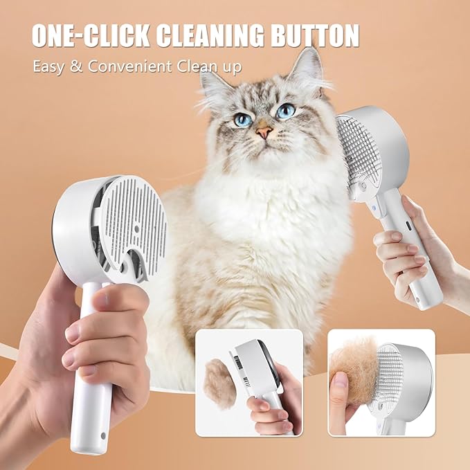 Cloud Care Cat Brush for Indoor Cat Steam Brush for Shedding Spritz Defur Comb for Cats Dogs Steam Brushes for Long Short Hair Cats Dogs Pet Steam Brushes for Massage Grooming Self-Cleaning-Mewly Pet