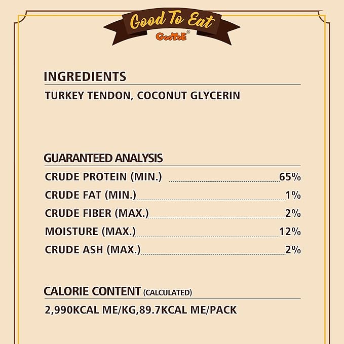 Gootoe Turkey Tendon Dog Treats, Stick (M) 3.17 oz, USA-Sourced Turkey Tendon, Natural Snack, Premium Puppy Chews, Hypoallergenic, Rawhide Free, Reseal Value Bags, Size for Medium Dogs-Mewly Pet