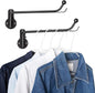 Mkono Wall Mounted Drying Rack Laundry Clothes Hanger with Swing Arm Space Saving Metal Hanging Valet Rod for Laundry Closet Organizer Bathroom Bedroom, 2 Pack, Black