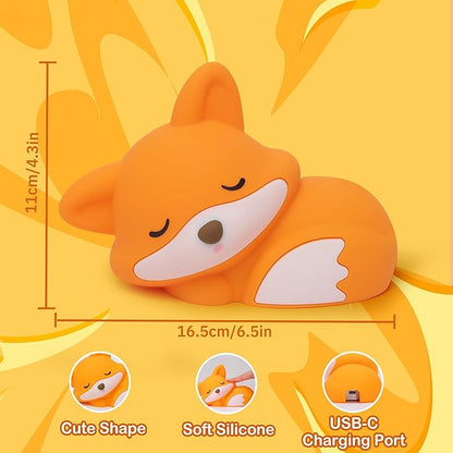 Fox Night Light for Boys Girls, Dimmable Squishy Fox Silicone Animal Lamp, Cute Foxes Gifts Decor Nightlight for Birthday Xmas Gifts