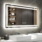 Backlit Bathroom Mirror, 55x30 Inch Gradient Front and Backlit Mirror, 3 Colors Dimmable CRI>90 Double Lights, IP54 Enhanced Anti-Fog, Hanging Plates Wall Mount LED Bathroom Mirror