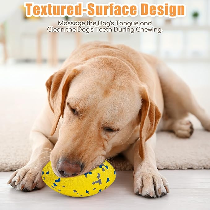 4.72" Indestructible Large Rugby Balls for Aggressive Chewers Durable Olive Bouncy Interactive Football Toy for Dogs Fetch Game Lightweight Floating Outdoor Training, Yellow-Mewly Pet