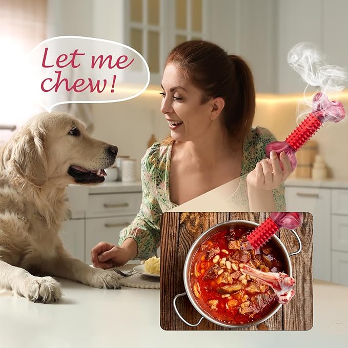 Apasiri Tough Dog Toys for Aggressive Chewers Beef Flavor: 8" Dog Chew Bone for Large Breed, Nylon & Rubber Chew Toy for Medium Large Dogs-Mewly Pet