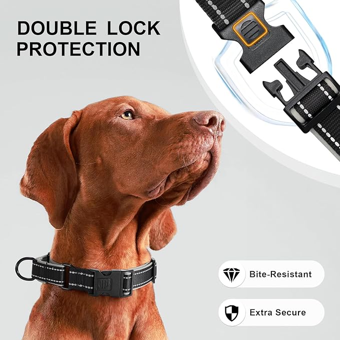 Airtag Dog Collar with Martingale Design, IP68 Waterproof Air Tag Collar Holder, Adjustable Reflective Soft Padded Nylon Dog Collar for Large Medium Small Dogs-Mewly Pet