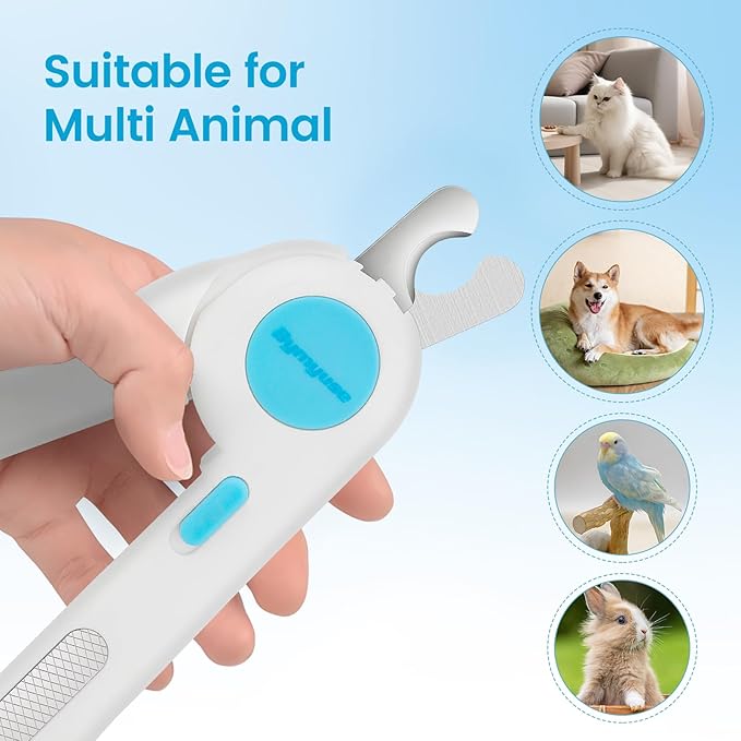 Cat Dog Pet Nail Clippers with Light, Llluminates Cat Dog Nails or Bloodline,Safety Pet Nail Clipper for Dogs, Cats, Rabbits Sharp No Nail Splitting-Mewly Pet