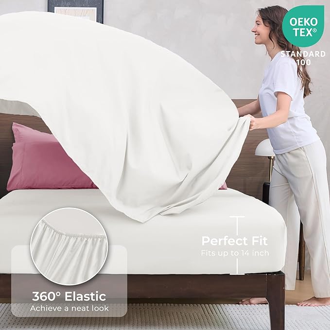 HEVUMYI Full Comforter Set - 7-Piece All Season Bed in a Bag Full, Ultra Soft Bedding Set with Comforter, Flat Sheet, Fitted Sheet, Pillowcases, Pillow Shams, Pink & Ivory