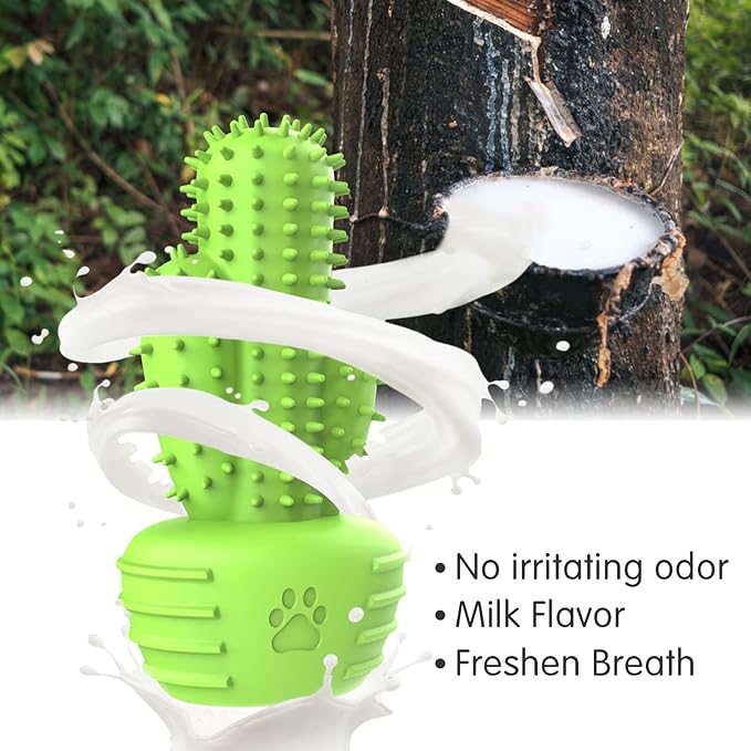 Dog Chew Toys Dog Toothbrush Stick Teeth Cleaning Brush Dental for Small Medium Large Dog, Rubber Squeaky Toys for Aggressive Chewers Cactus Tough Toys-Mewly Pet
