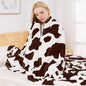 Richave Fleece Cow Print Blanket for All Season - Premium Lightweight Anti-Static Brown and Ivory Throws Travel Blankets Plush Gift for Daughter Mom, Bedroom Decor 51" x 60"(Brown Cow)