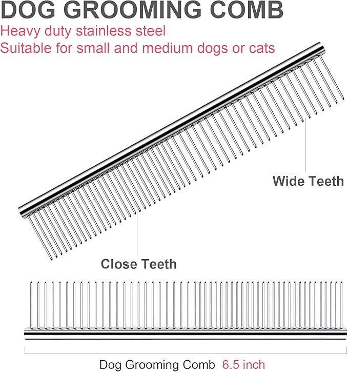 Dog Grooming Kit with Safety Round Tips Stainless Steel Professional Dog Shears Set - Thinning, Curved Scissors and Comb for Cat Pet-Mewly Pet