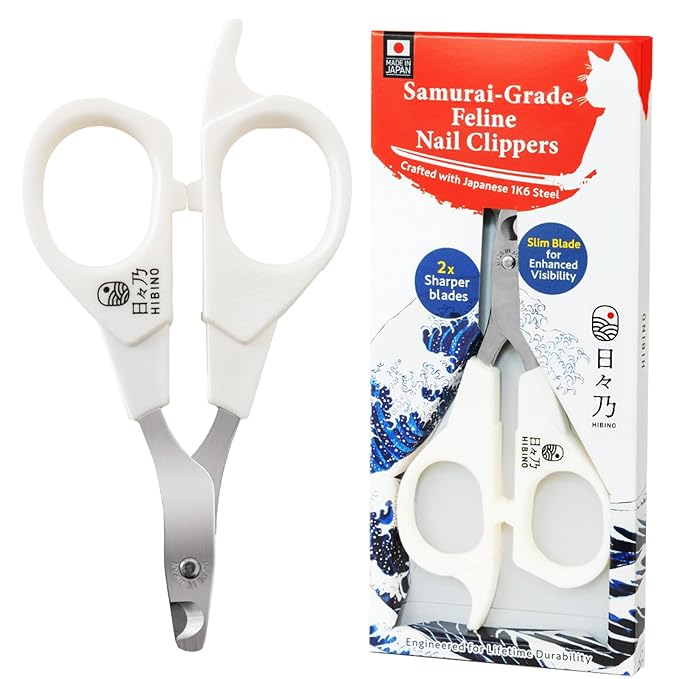 Samurai-Grade Cat Nail Clippers | Vet Recommended | Sharper, Quieter & Safer | Precision Blade for Stress-Free Grooming | Non-Slip Grip | Lifetime Durability | Made in Japan-Mewly Pet