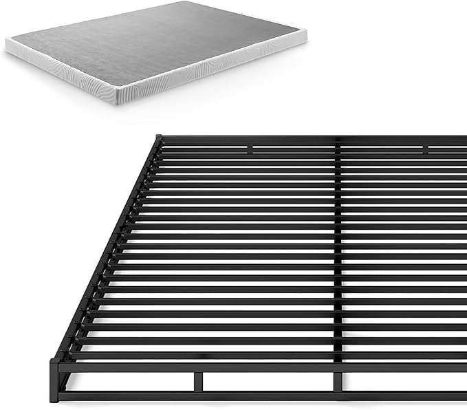 ZINUS Quick Lock Metal Smart Box Spring, 4 Inch Mattress Foundation, Strong Metal Structure, Easy Assembly, King, White