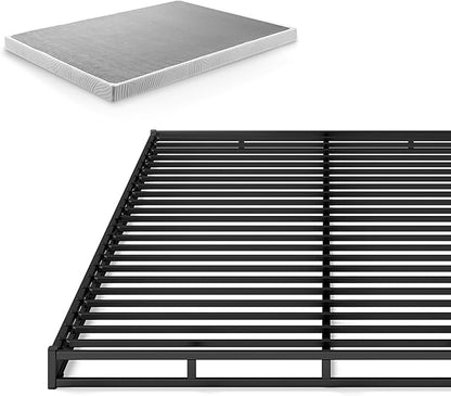 ZINUS Quick Lock Metal Smart Box Spring, 4 Inch Mattress Foundation, Strong Metal Structure, Easy Assembly, Queen White, Hassle & Headache Free