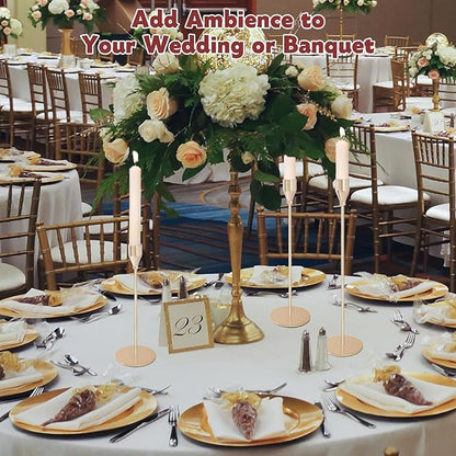 Gold Candlestick Holders Bulk, Decorative Taper Candle Holder for Candlesticks Vintage Gold Candle Sticks Holders for Christmas Wedding Dinner Table Centerpiece Decor (Set of 54)