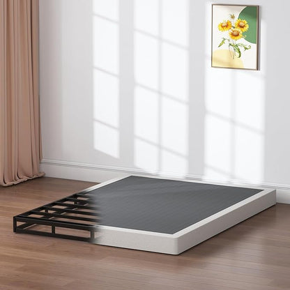 King Box Spring, 5 Inch Box Springs King Size Basics Bed Base, Mattress Foundation, Black Heavy Duty Metal Structure with Cover, No Noise, Easy Assembly