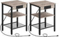 HOOBRO End Tables Set of 2 with Charging Station and USB Port, 3-Tier Nightstands with Adjustable Shelves, Small Side Tables for Small Space in Living Room, Bedroom and Balcony, Greige BG112BZP201