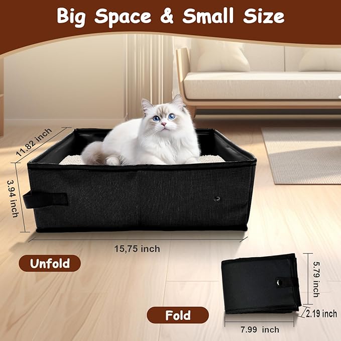 Portable Litter Box for Cats, Folding Cat Litter Box Waterproof, 15.75 * 11.82 * 3.94 Inches, Pet Essentials for Traveling & Camping, Indoor & Outdoor - Green-Mewly Pet