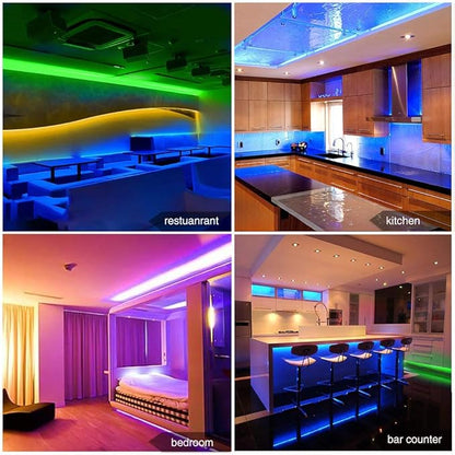 phopollo Led Strip Lights Color Changing 16.4ft Flexible 5050 RGB Led Lights Kit with Power Supply and 44 Keys Remote