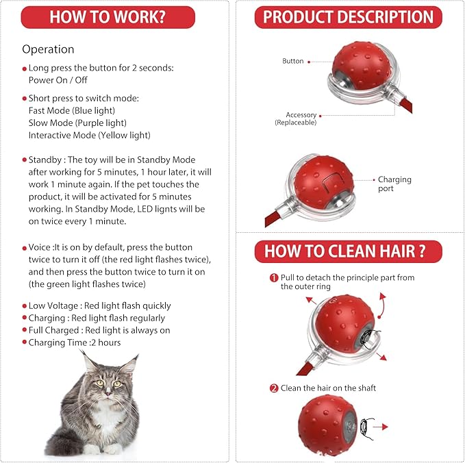 Interactive Cat Toys Ball for Indoor Cats Fast Rolling on Carpet，Colorful Plastic Spring Cat Toys 5Suit ，Automatic Kitten Toys for Bored Indoor Adult Cats，Motion Activated-Mewly Pet