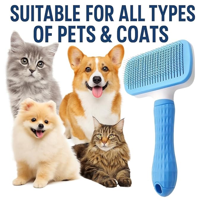 Namylya Cat Brush for Shedding & Grooming – Slicker Brush for Dogs and Cats with Long Hair – Removes Tangles, Mats & Loose Fur-Mewly Pet