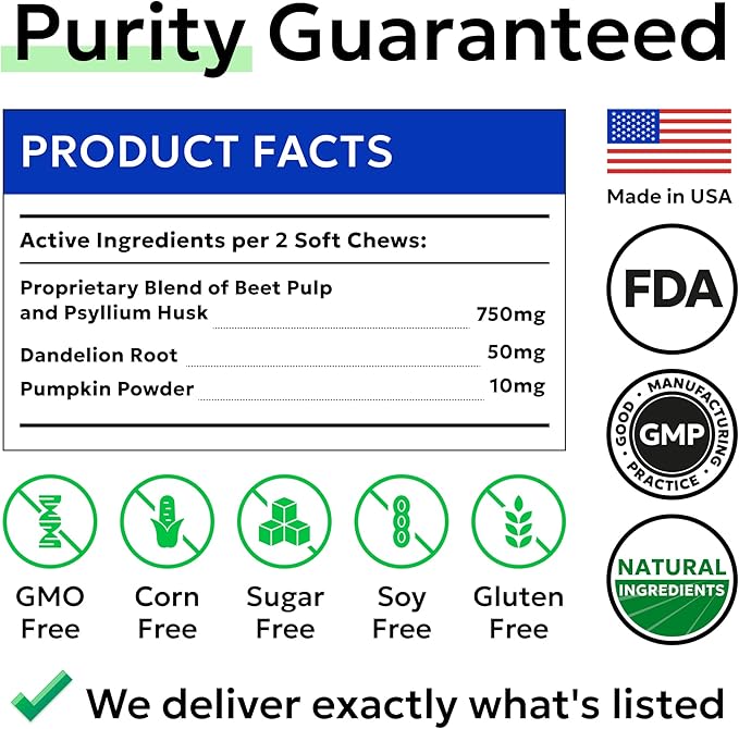BARK&Spark Dog Anal Gland Treatment Chews - AnalGland Support Supplement - Stop Scoot & Reduce Odor with Prebiotics & Digestive Enzymes - Bacon Flavor, 120 Treats-Mewly Pet