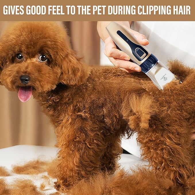 Grooming Kit for Dogs at Home - Rechargeable Low Noise Cat and Dog Shavers & Clippers for Grooming Thick Hair - Cordless Grooming Clippers Includes Pet Hair Clippers, Nail Trimmer, Shears & Bath Brush-Mewly Pet