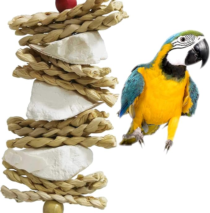 kathson 5PCS Wood Bird Perch Wooden Parrot Stand Toy Parakeet Standing Platform Chew Toys Natural Cuttlebone Paw Grinding Stick Cockatiels Cage Accessories Exercise Toy for Conures Budgies Lovebirds-Mewly Pet