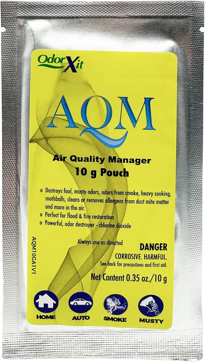 AQM by OdorXit, Air Quality Manager Chlorine Dioxide Odor Removal Packet, Dog Odor Eliminators for Home, Wet Dog Smell & Car Deodorizer, Strong Smell Neutralizer, 10g-Mewly Pet