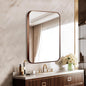 24"x30" Brushed Bronze Bathroom Mirror for Wall, Rounded Rectangle Mirror with Brown Metal Frame Hanging for Bathroom Entryway Vanity,Living Room,Bedroom,Vertical or Horizontal