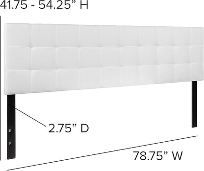 Flash Furniture Bedford Tufted Upholstered King Size Headboard in White Fabric