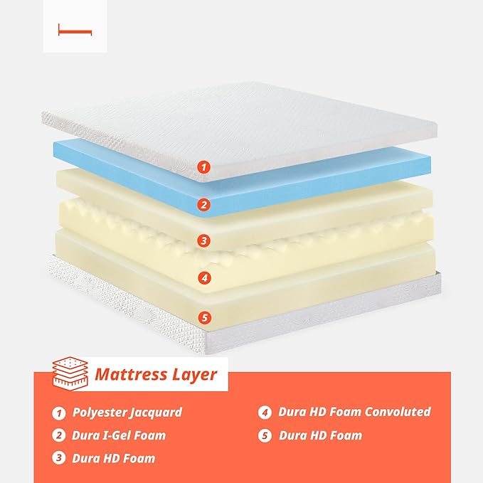 PrimaSleep Full Mattress, 8 Inch Gel Memory Foam Mattress, Gel Infused for Comfort and Pressure Relief, CertiPUR-US Certified, Bed-in-a-Box, Medium Firm, Full Size