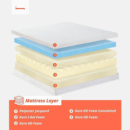 PrimaSleep Full Mattress, 8 Inch Gel Memory Foam Mattress, Gel Infused for Comfort and Pressure Relief, CertiPUR-US Certified, Bed-in-a-Box, Medium Firm, Full Size